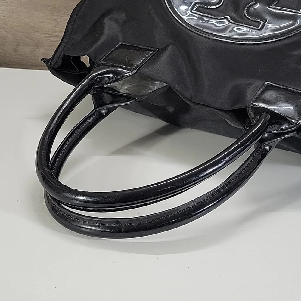 Tory Burch Ella Black Nylon Tote Bag with Logo Detail